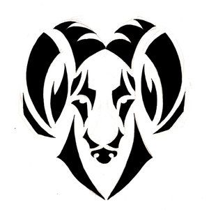 Black aries with curly horns