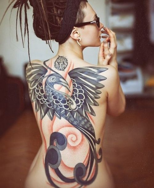 Big bird tattoo on back