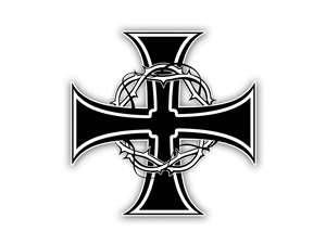 Black cross with crown of thorns