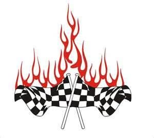 Black and white flad with red fires