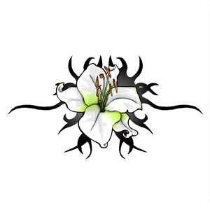 White lily with tribal patterns