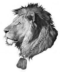 Lion with identification tags