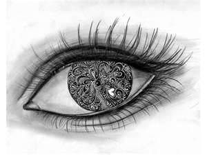 Eye with long eyelashes