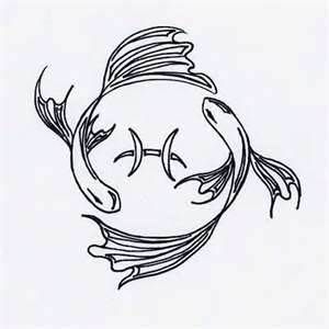 Pisces swimming around symbol