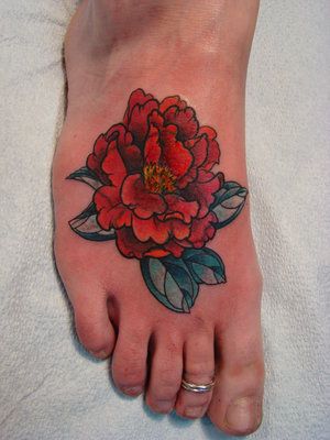 Tattoo with red peony