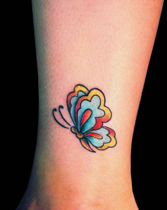 Small ankle tattoo butterfly