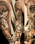 Awesome sleeve tattoo with many motives