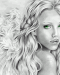Angel with green eyes tattoo design
