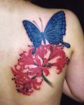 Tattoo with butterfly an flower