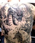 Back tattoo with dragon