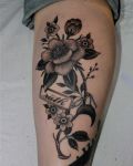 Black design with flowers
