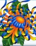 Blue and orange chrysanthemum