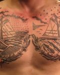 Chest tattoo with ships