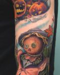 Sleeve tattoo with pumpkins