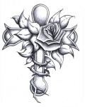 Cross with roses and thorns