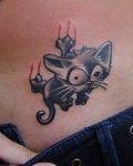 Cute kitty tattoo on belly