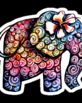 Colourful elephant with flower