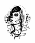 Face of zombie woman tattoo