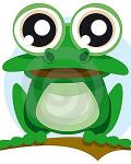 Green frog with big eyes