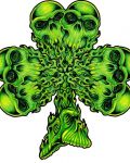 Green clover with skulls