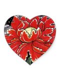 Heart with red peony