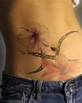 Two flowers on belly