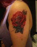 A large rose tattoo