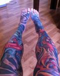 Legs tattoo in colours