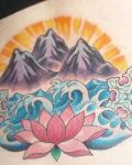 Lotus, water and the mountain
