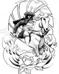 Man on horse tattoo design