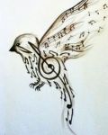 Musican bird tattoo design