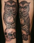 Owl and skull tattoo design