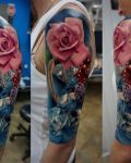 Pink rose and diamond tattoo