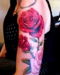 Red roses tattoo for girl