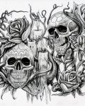 Skulls candles and flowers tattoo idea