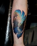 Tattoo with land and water