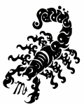 Black scorpio in tribal style