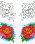 Two version of peonies designs