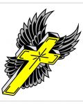 Yellow cross with wing
