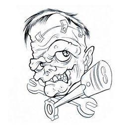 Ugly face with tools