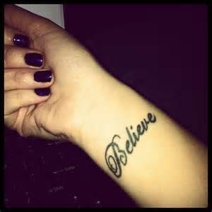 Wrist tattoo believe